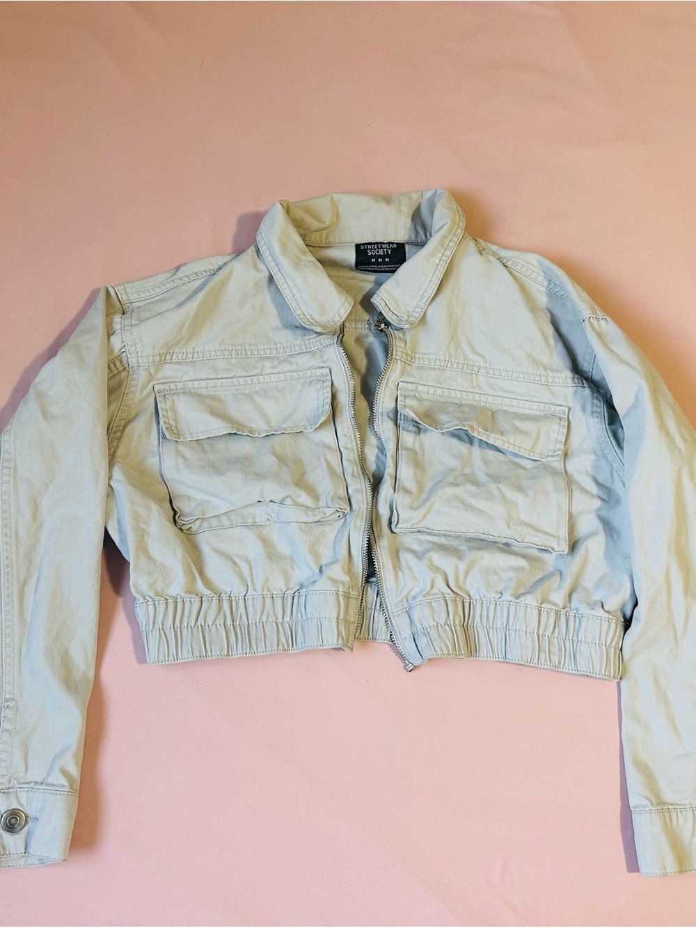 Light Blue Cropped Utility Jacket